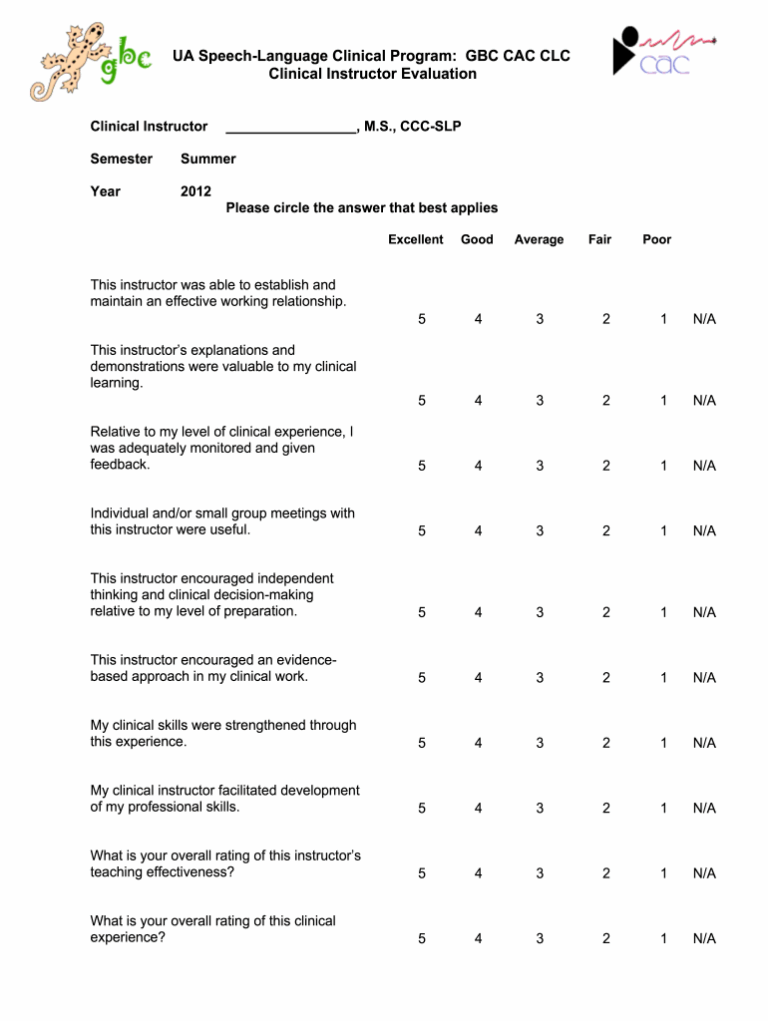 Instructor Evaluation Form Fill Out Sign Online DocHub