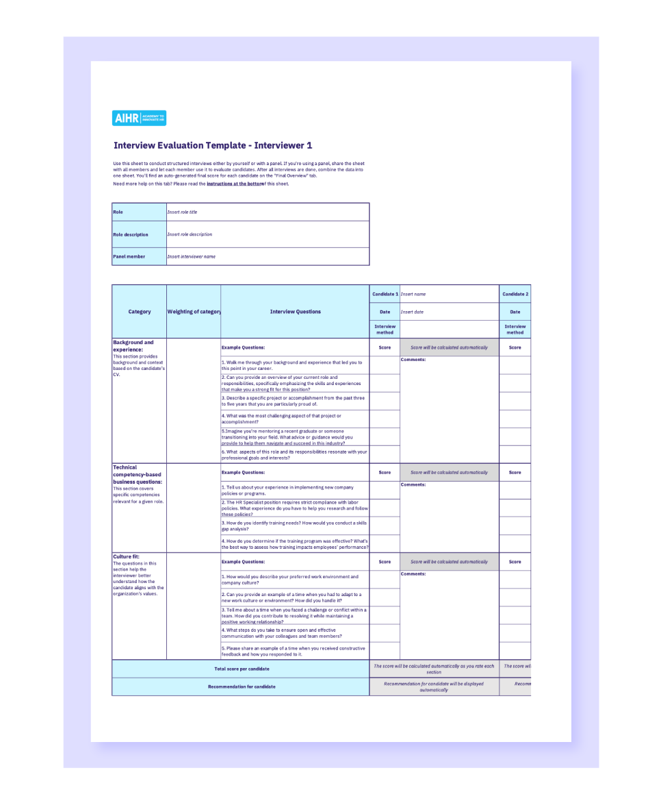 Interview Evaluation Form Template Guide FREE Download AIHR