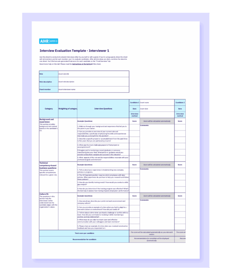Interview Evaluation Form Template Guide FREE Download AIHR