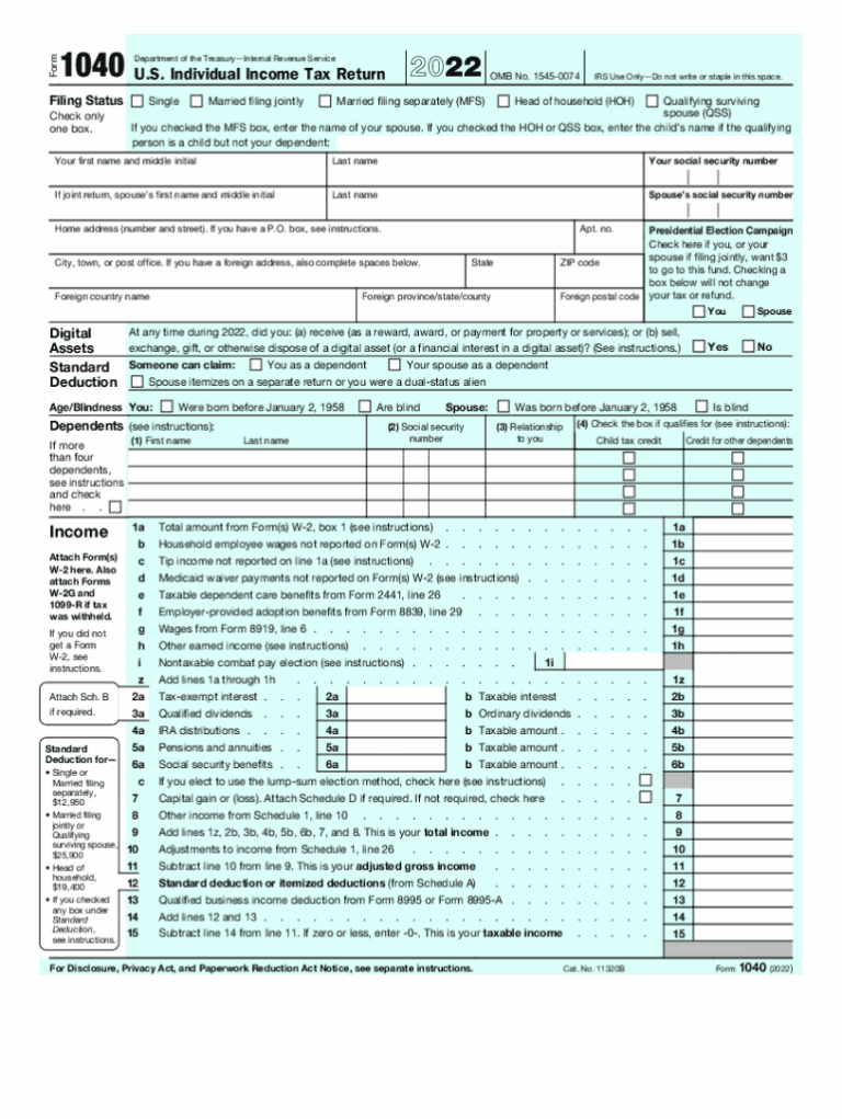 Irs 1040 Form 2022 Fill Out Sign Online DocHub