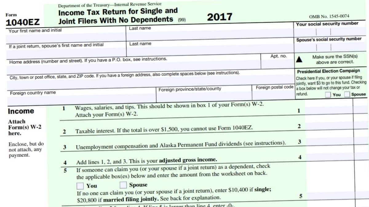 IRS Form 1040EZ Print Tax Form And Sign Online PDFliner Worksheets Library