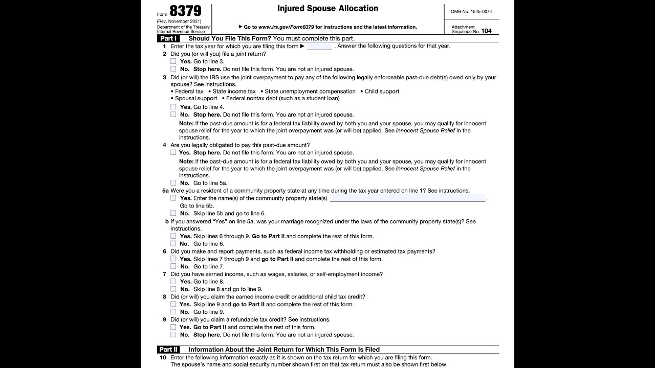 IRS Form 8379 Walkthrough ARCHIVED COPY READ COMMENTS ONLY YouTube