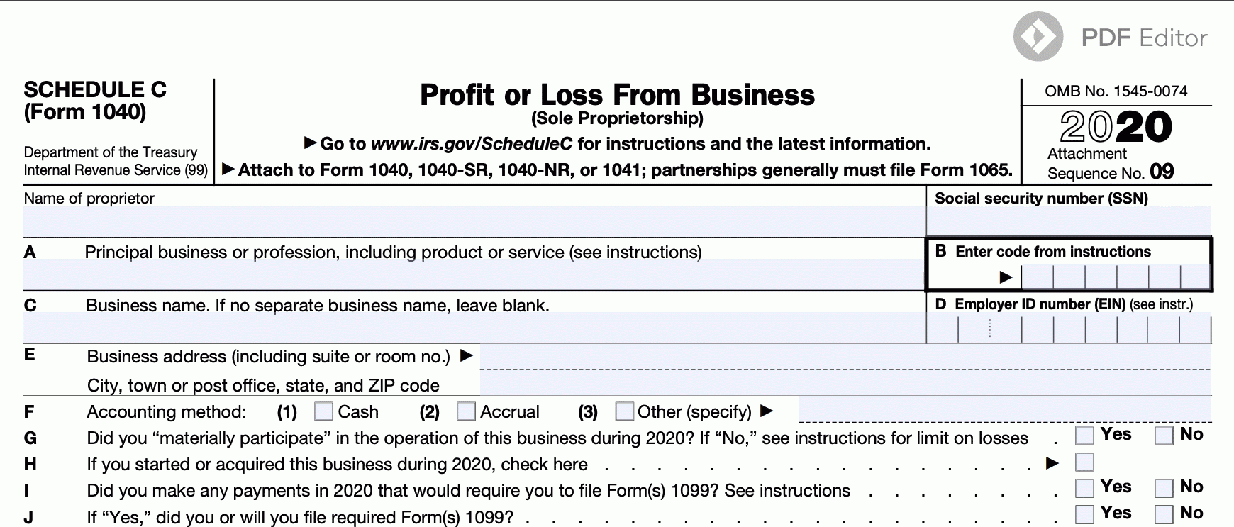 IRS Schedule C Instructions Schedule C Form Free Download