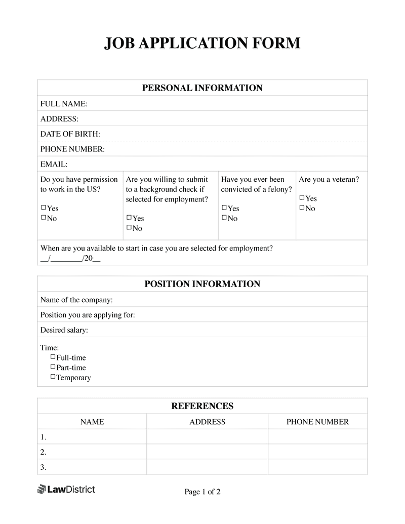 employment application