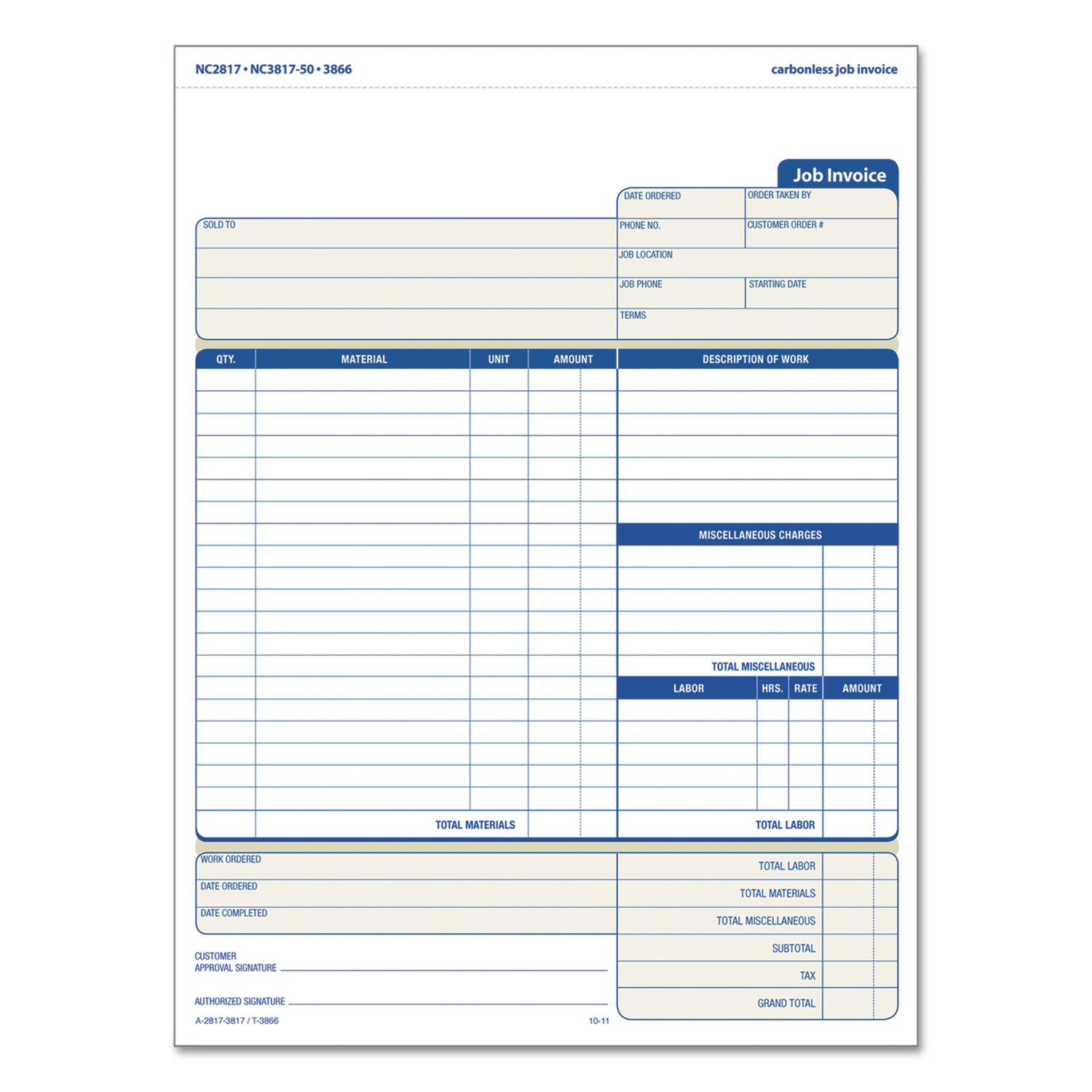 Job Invoice Snap Off Triplicate Form Three Part Carbonless 8 5 X 11 63 50 Forms Total Tops MPN 3866 Reliable Paper Job Invoice Snap Off Triplicate Form Three Part Carbonless 8 5 X 11 63 50 Forms Total Tops MPN 3866 Reliable Paper