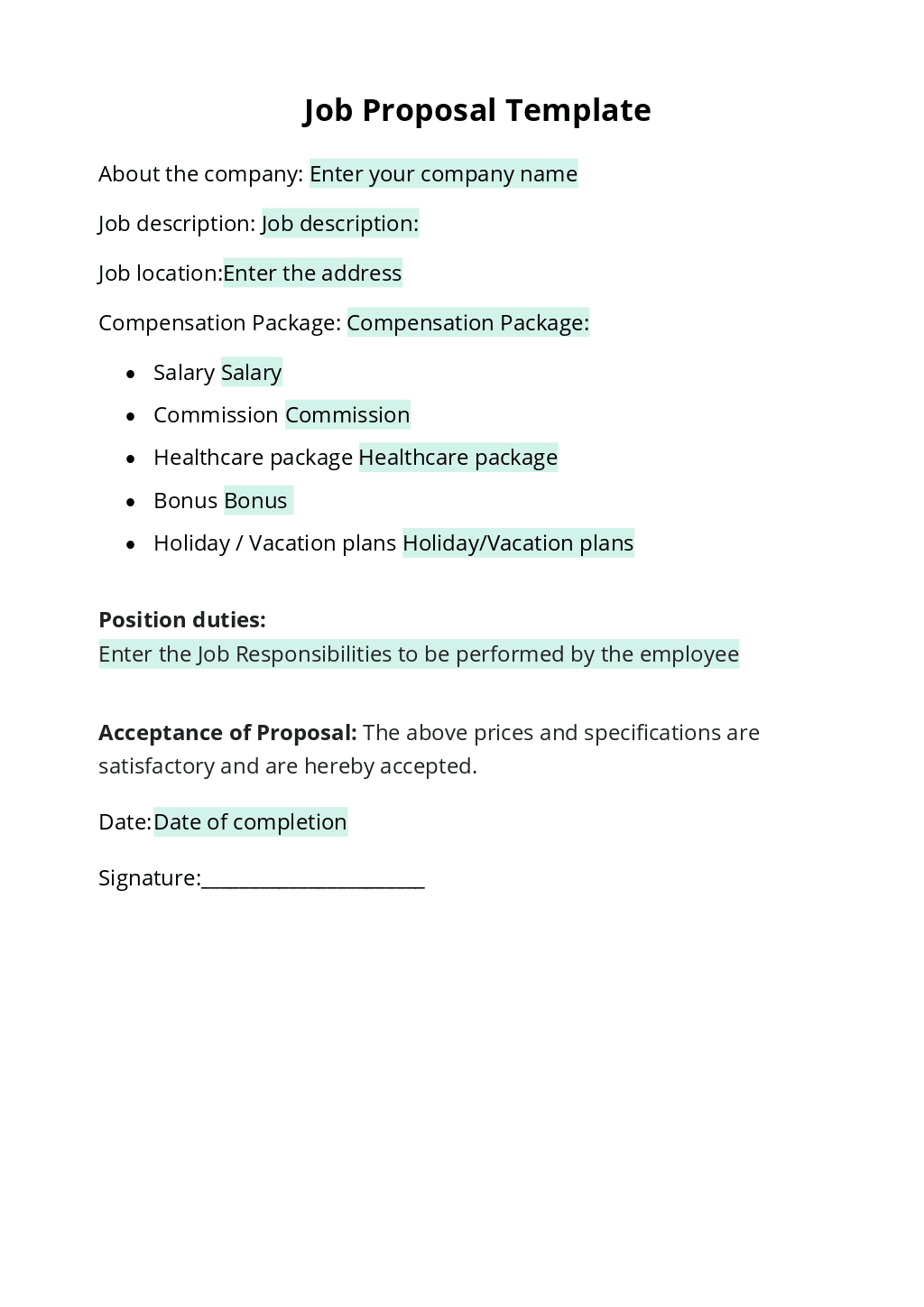 Job Proposal Template ONLYOFFICE