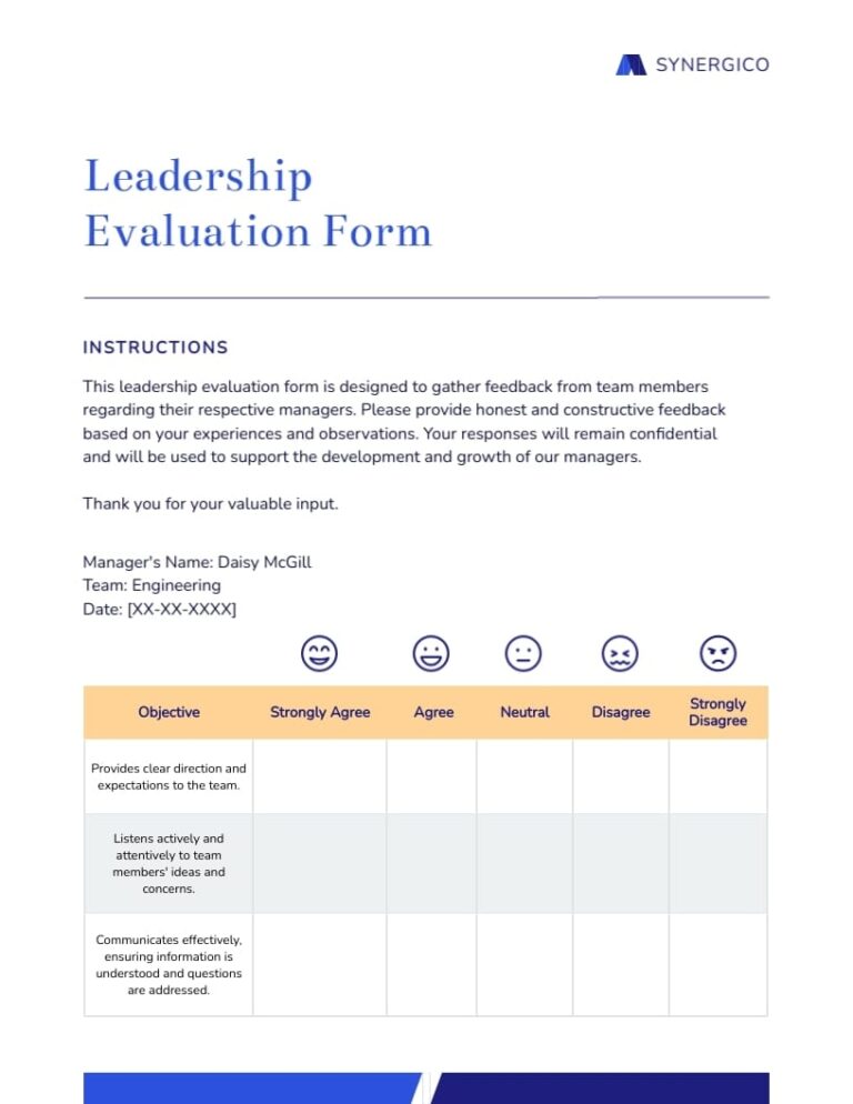 Leadership Evaluation Form Template Visme