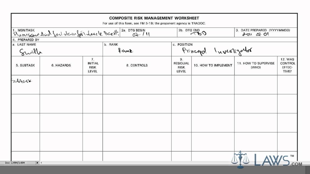 Learn How To Fill The DA Form 7566 Composite Risk Management Worksheet YouTube