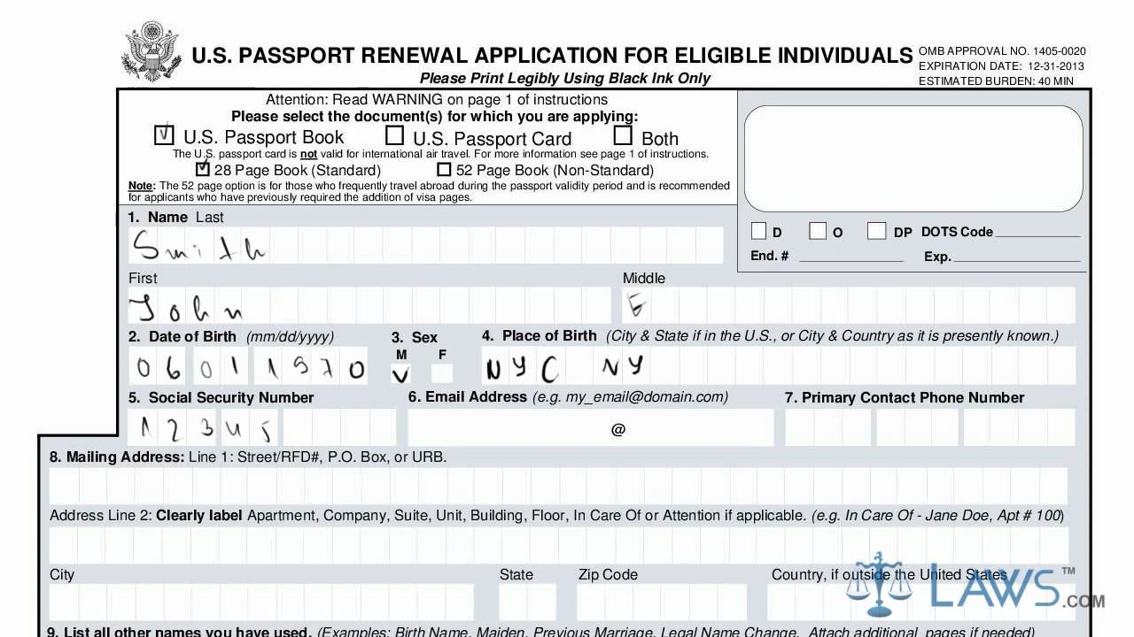 passport application form