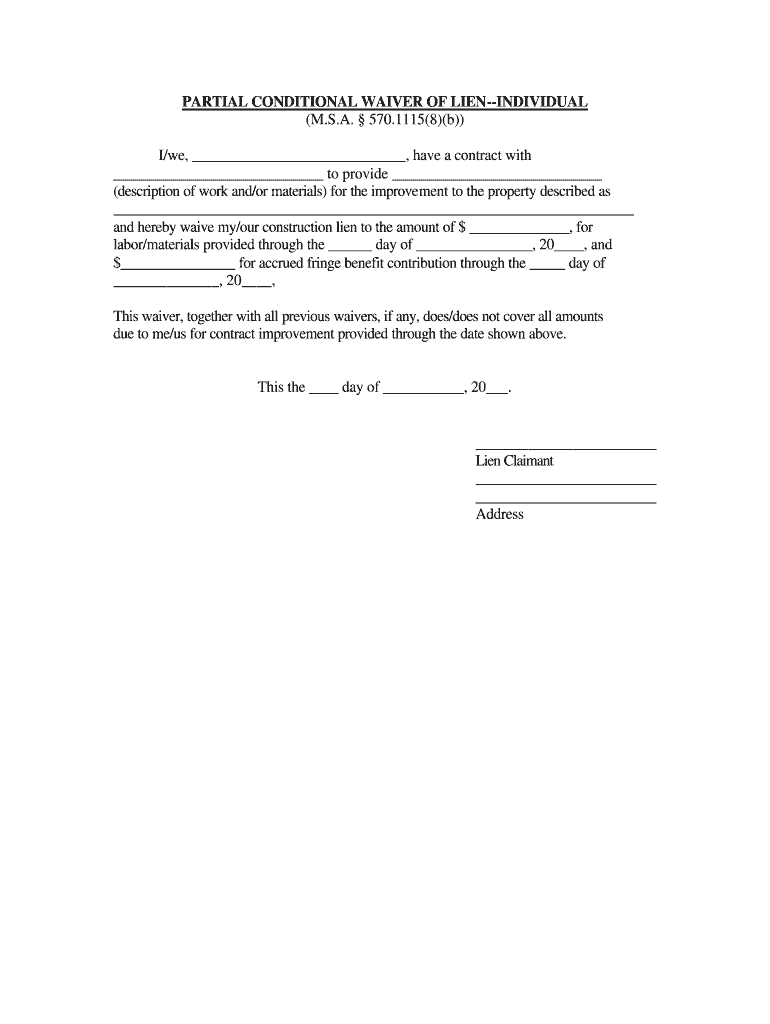 Lien Waiver Release Form Fill Online Printable Fillable Blank PdfFiller Lien Waiver Release Form Fill Online Printable Fillable Blank PdfFiller