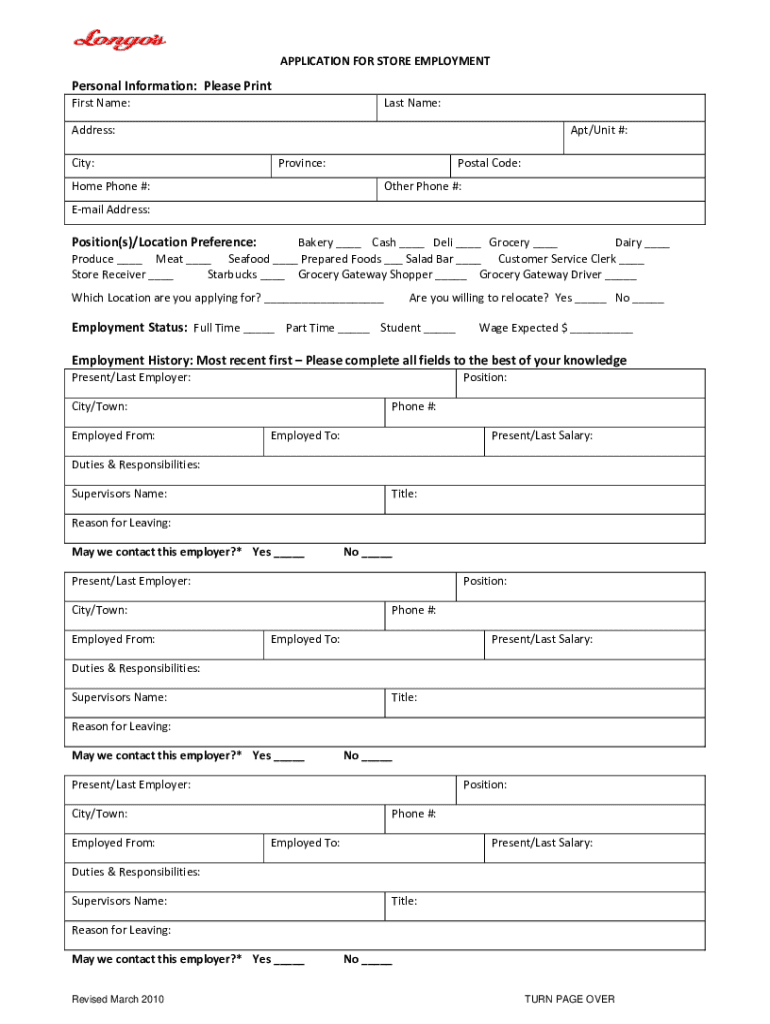 Longos Application Online Fill Online Printable Fillable Blank PdfFiller