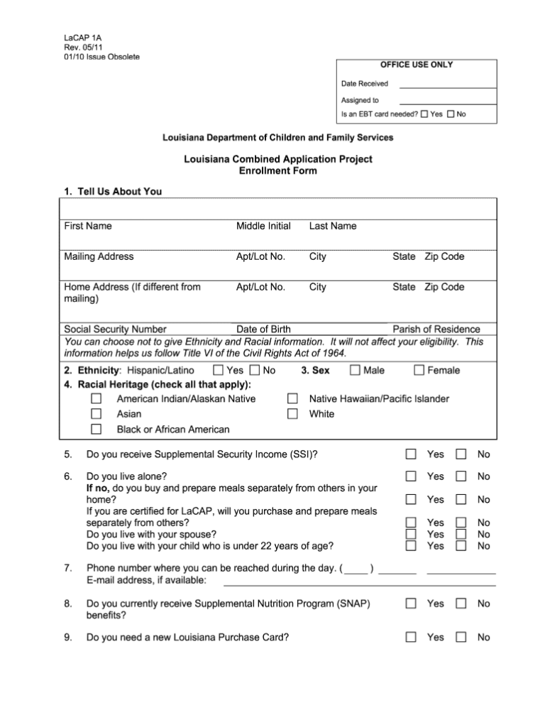 Louisiana Food Stamp Application Fill Out Sign Online DocHub