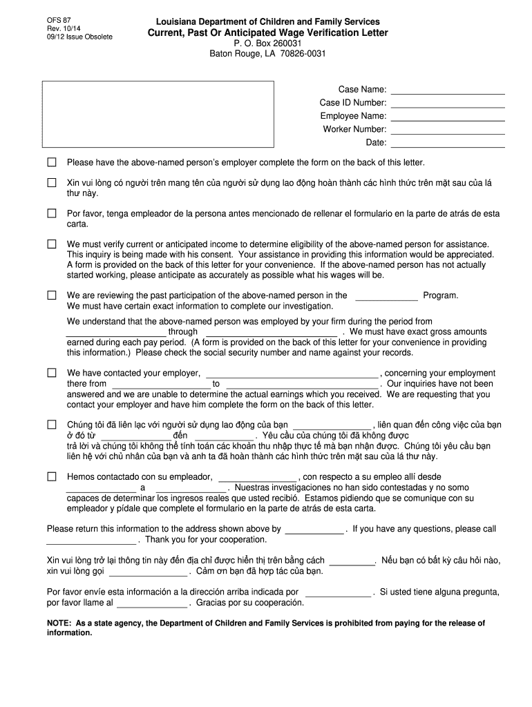 Louisiana Ofs 87 Form Fill Online Printable Fillable Blank PdfFiller