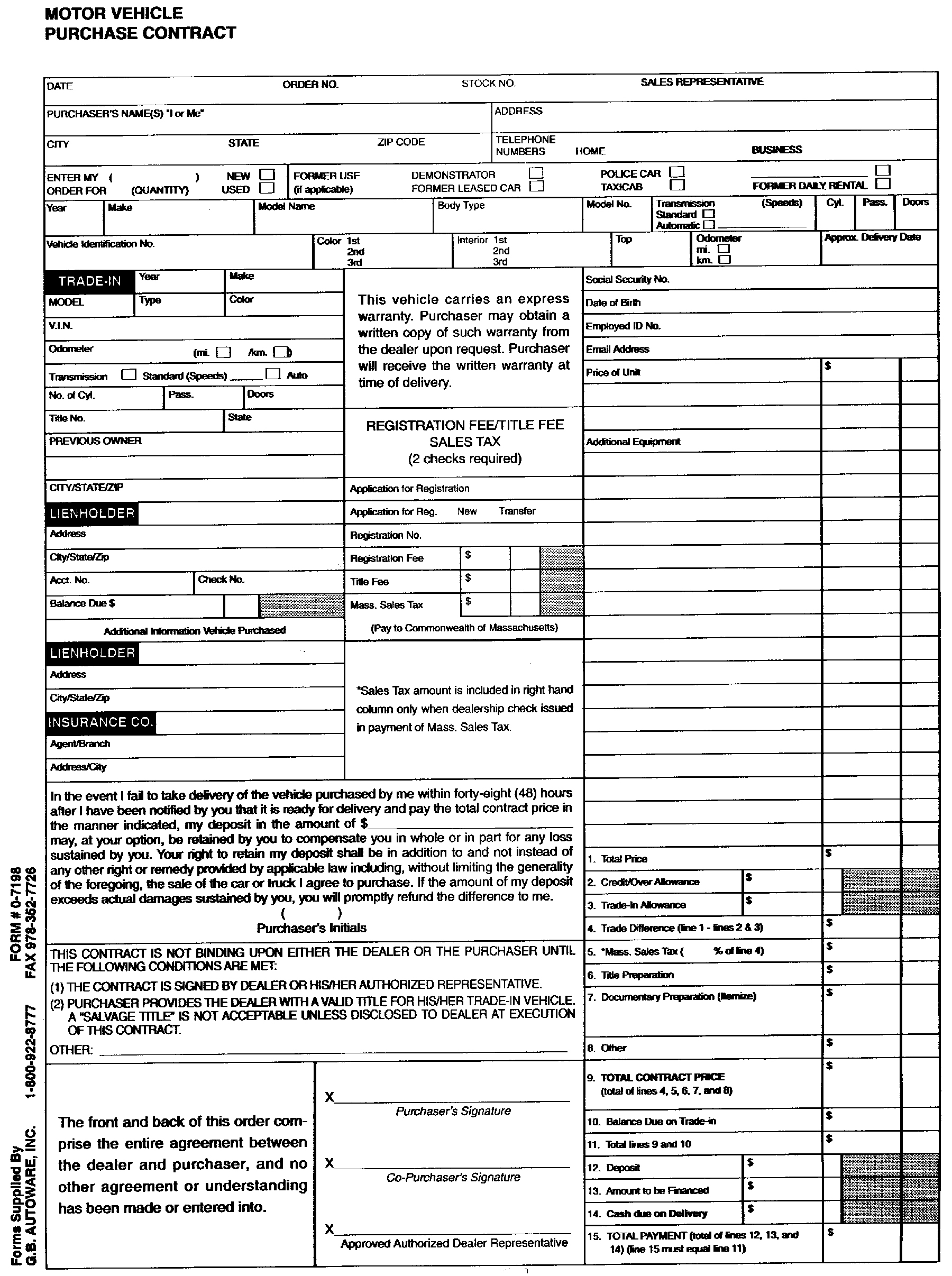 vehicle purchase agreement