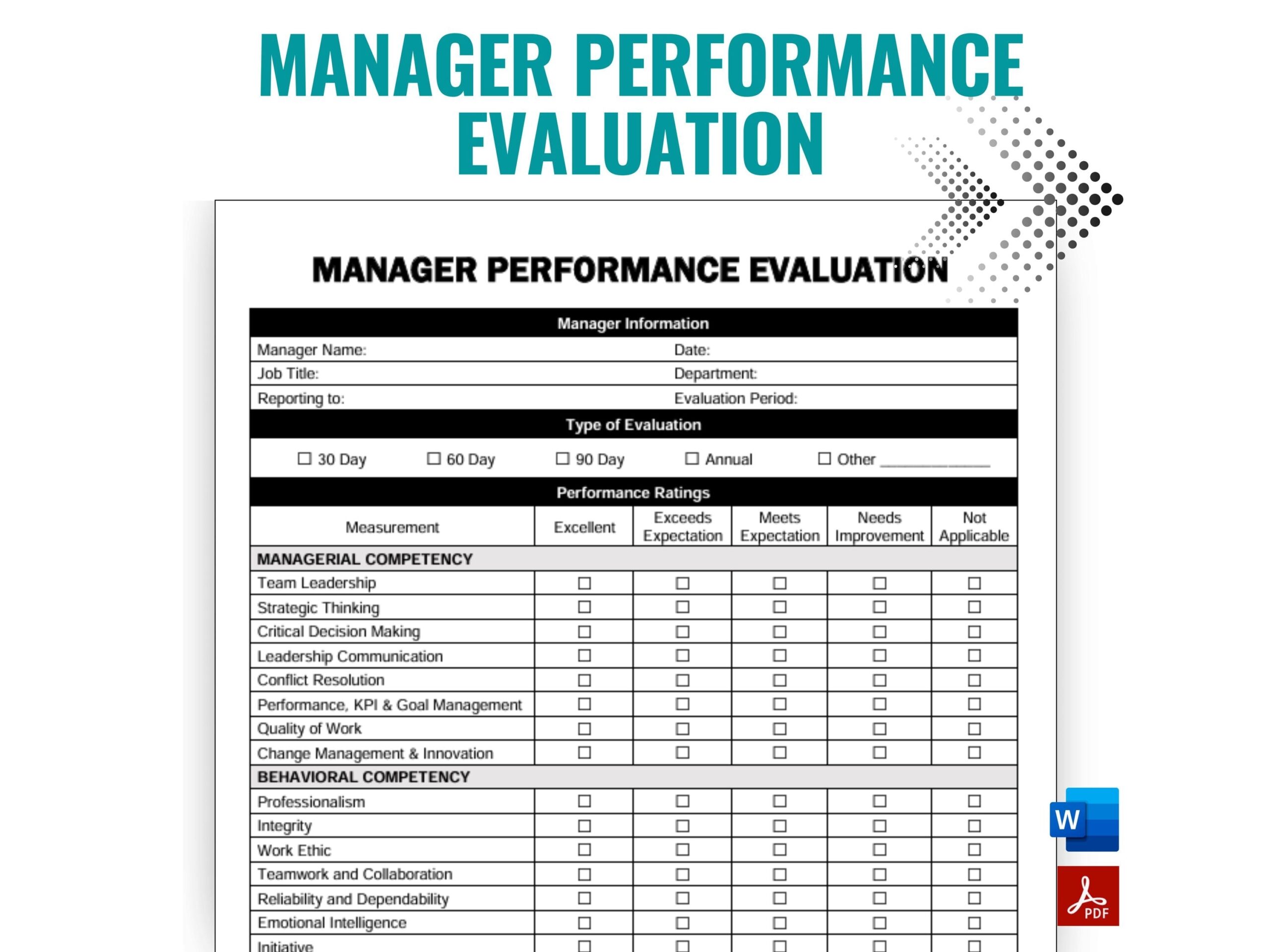 Manager Performance Evaluation Manager Performance Review Leadership Performance Leadership Assessment Human Resources Etsy