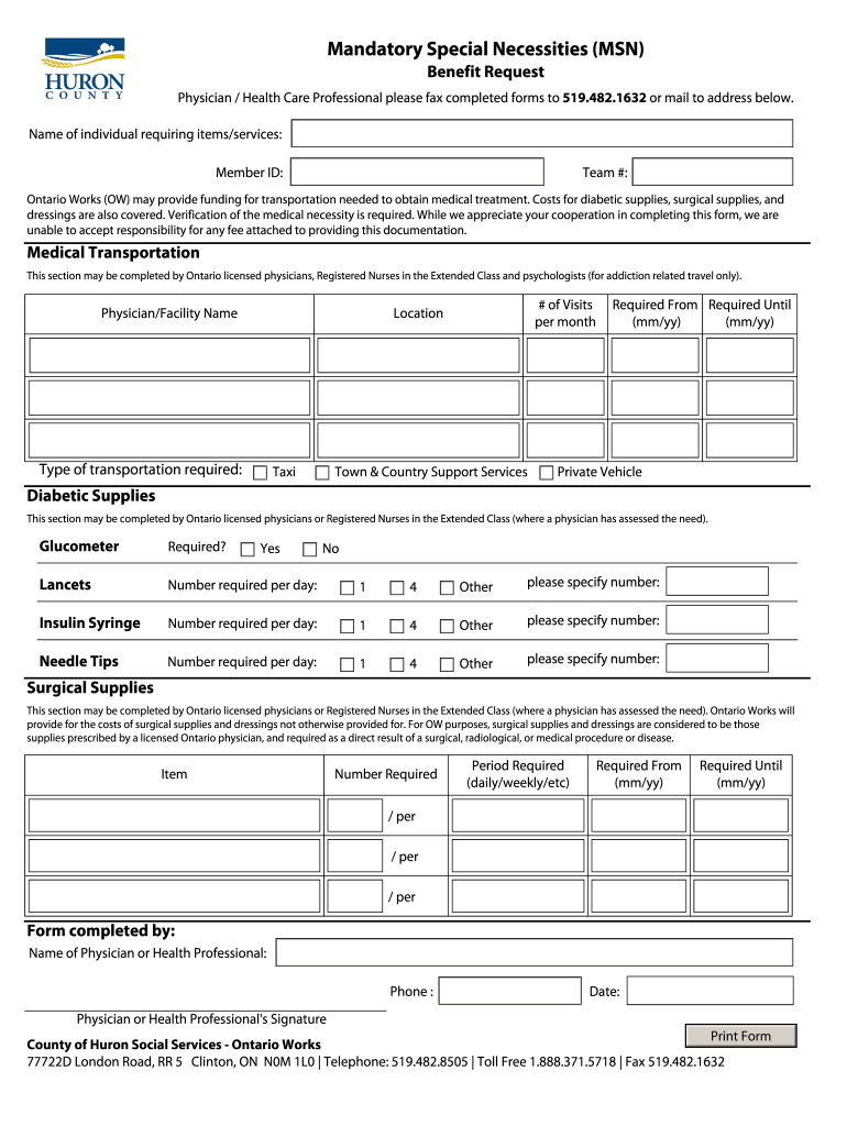 Mandatory Special Necessities Benefit Request Form Fill Out Sign Online DocHub