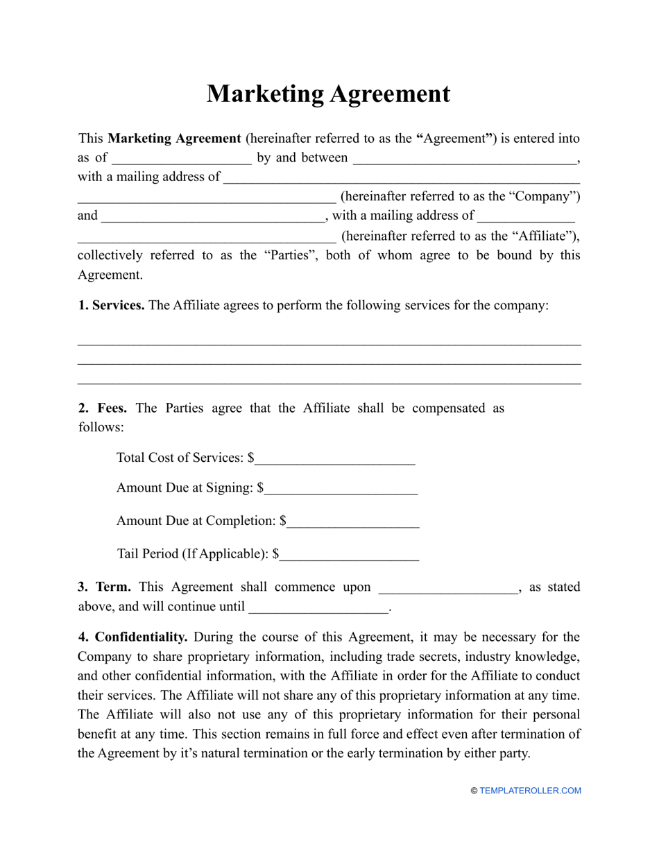 Marketing Agreement Template Fill Out Sign Online And Download PDF Templateroller Marketing Agreement Template Fill Out Sign Online And Download PDF Templateroller