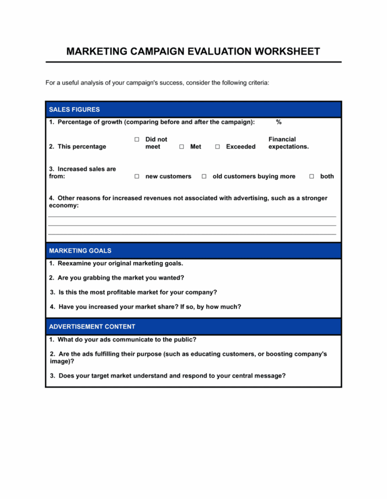 Marketing Campaign Evaluation Template