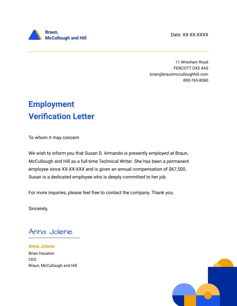 Marketing Employment Verification Letter Template Visme