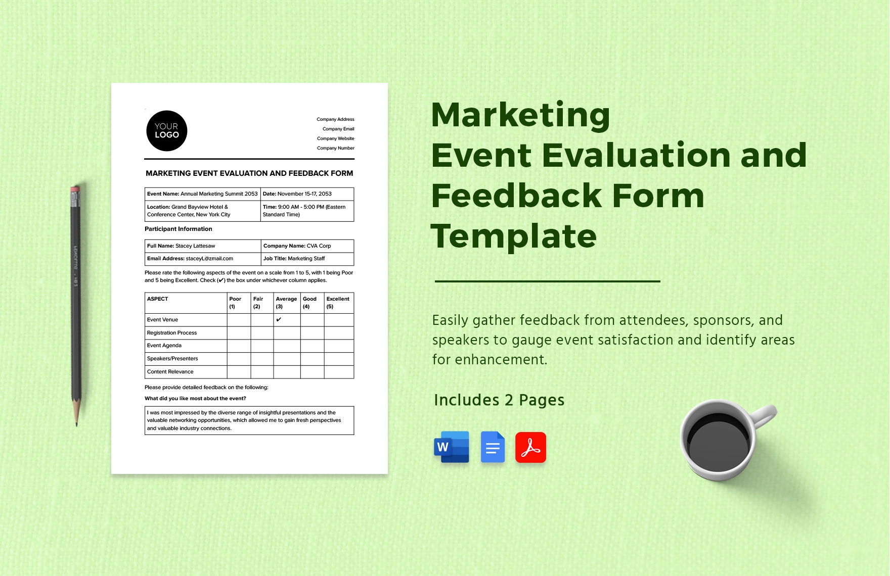 Marketing Event Evaluation And Feedback Form Template In Word PDF Google Docs Download Template