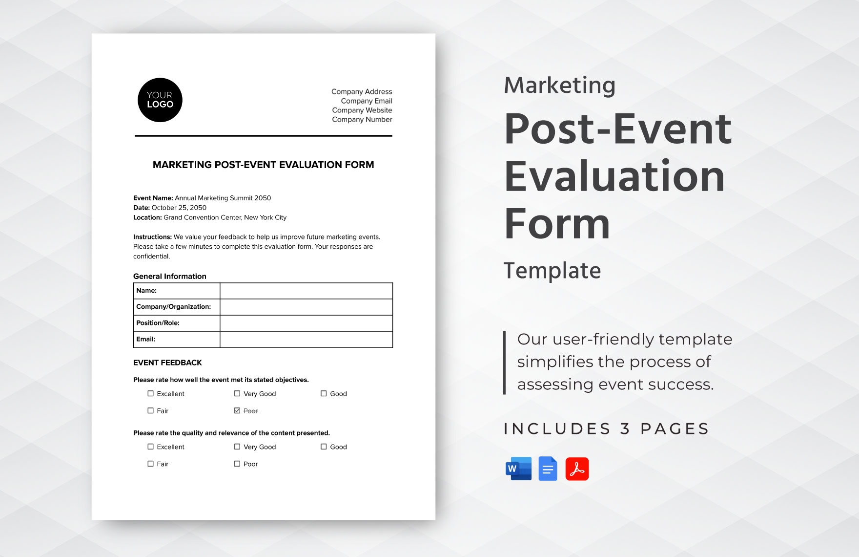 Marketing Post Event Evaluation Form Template In PDF Word Google Docs Download Template