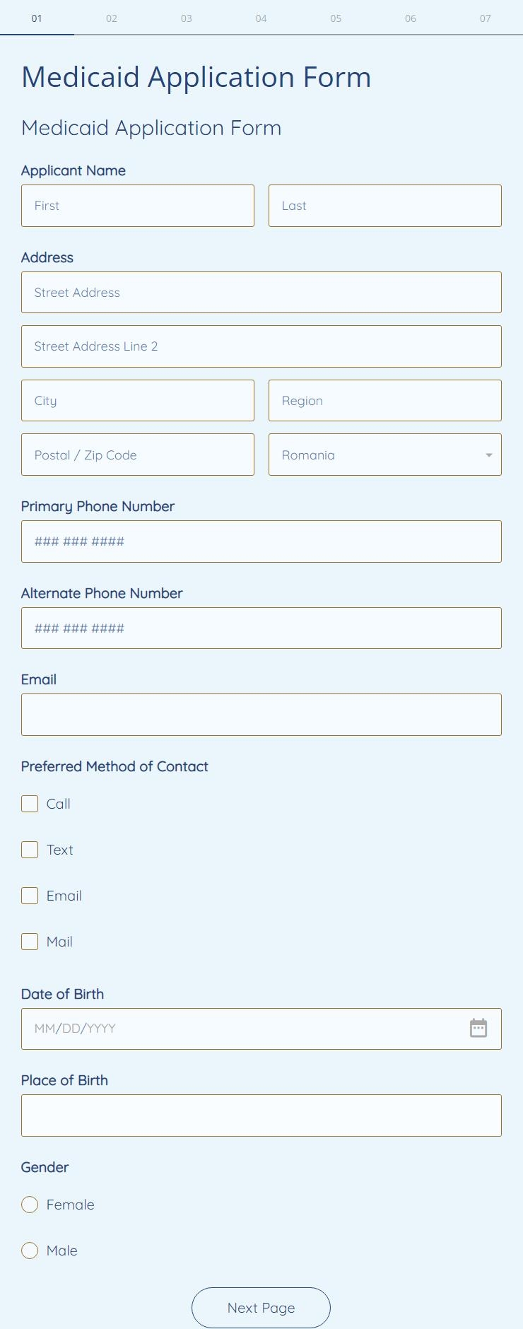 Medicaid Application Form Template 123FormBuilder