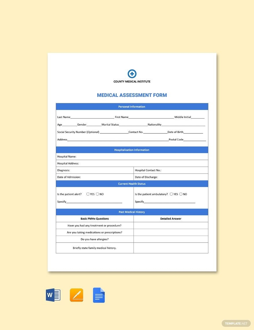 health assessment form health assessment form