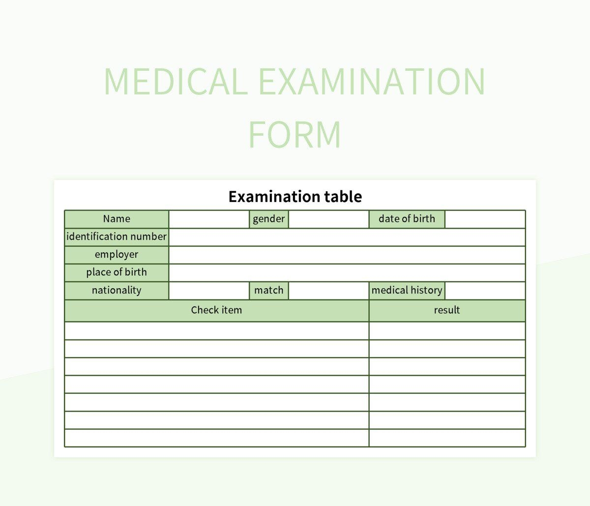 Medical Examination Form Excel Template And Google Sheets File For Free Download Slidesdocs Medical Examination Form Excel Template And Google Sheets File For Free Download Slidesdocs