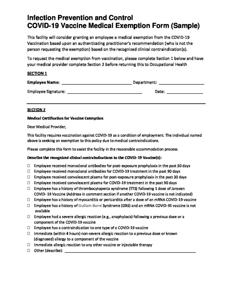 Medical Exemption Form Appendix A Sample 1 3