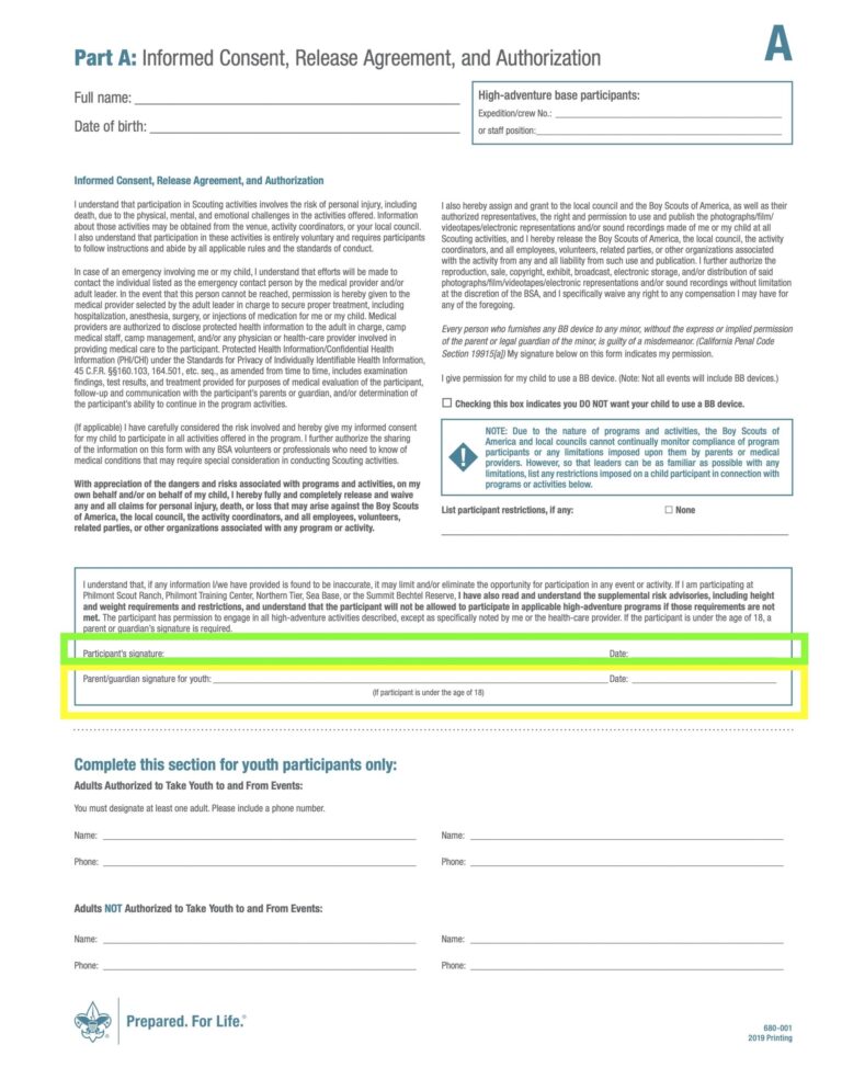 Medical Form Camp Sequassen