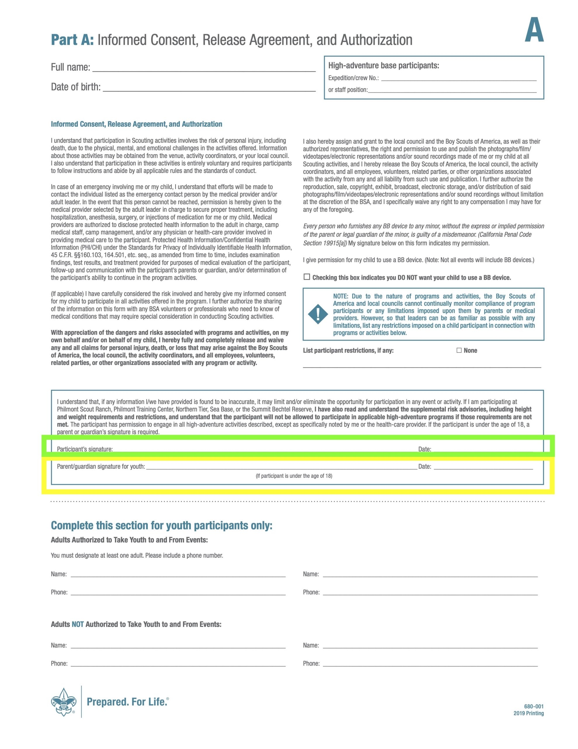 Medical Form Camp Sequassen