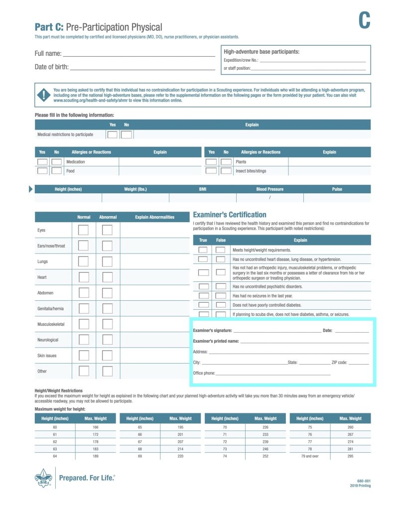 Medical Form Camp Sequassen