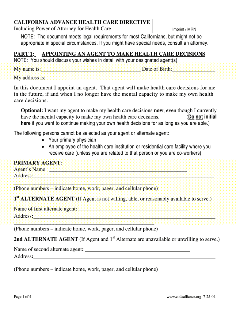 Medical Power Of Attorney California Pdf Fill Out Sign Online DocHub