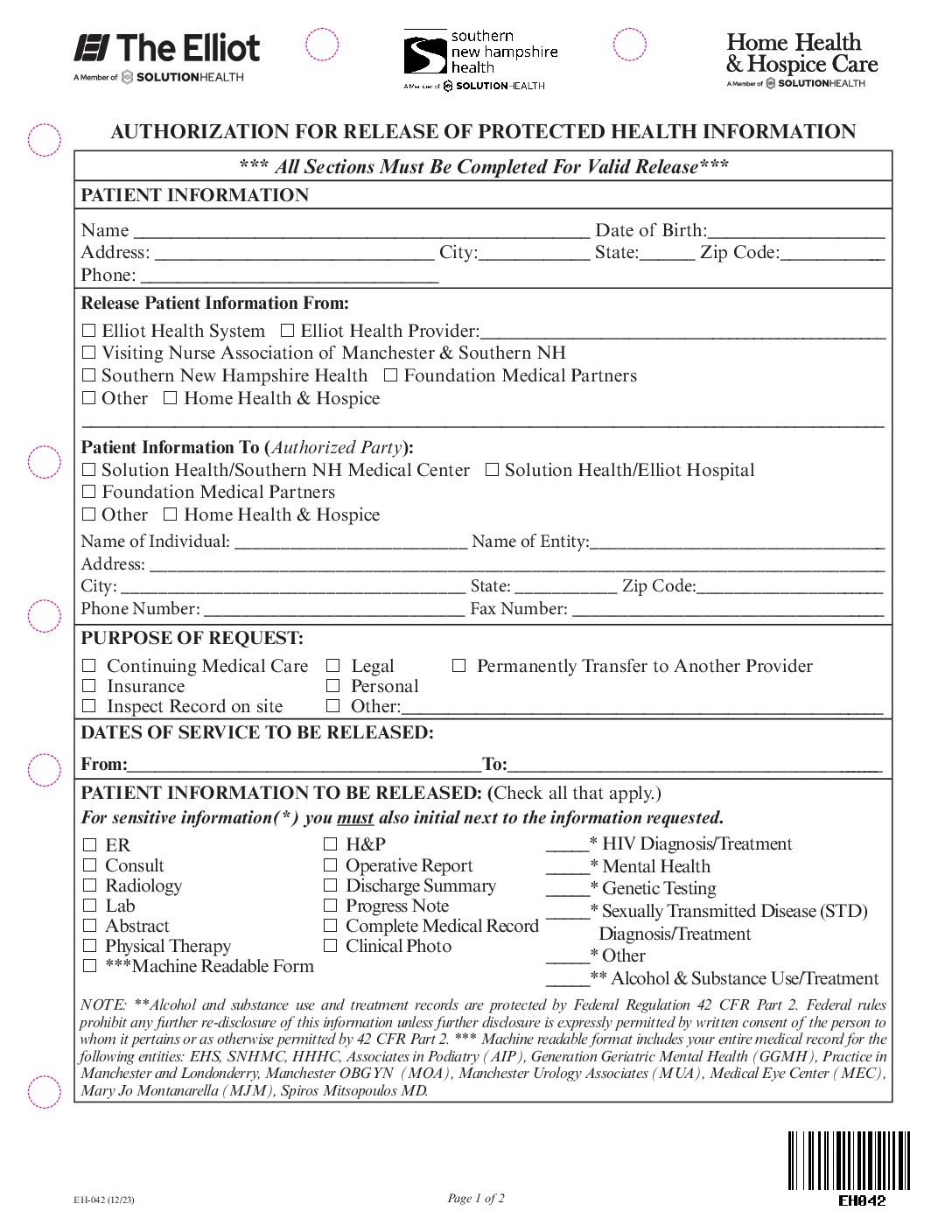 medical records request forms