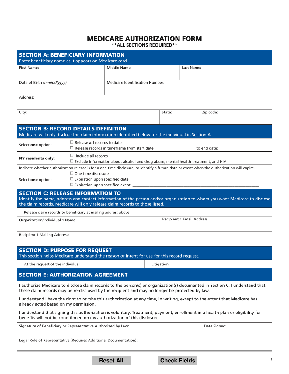 Medicare Authorization Form Fill Out Sign Online And Download PDF Templateroller