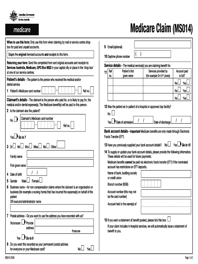 Medicare Claim Form Fill Out Sign Online DocHub