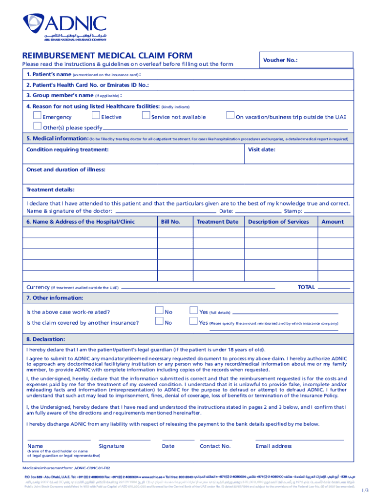 Member Reimbursement Medical Claim Form Fill Out Sign Online DocHub