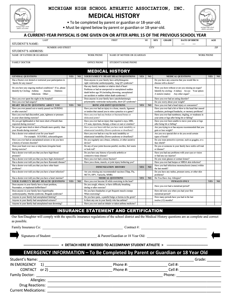 Mi Sports Physical Form Fill Out Sign Online DocHub