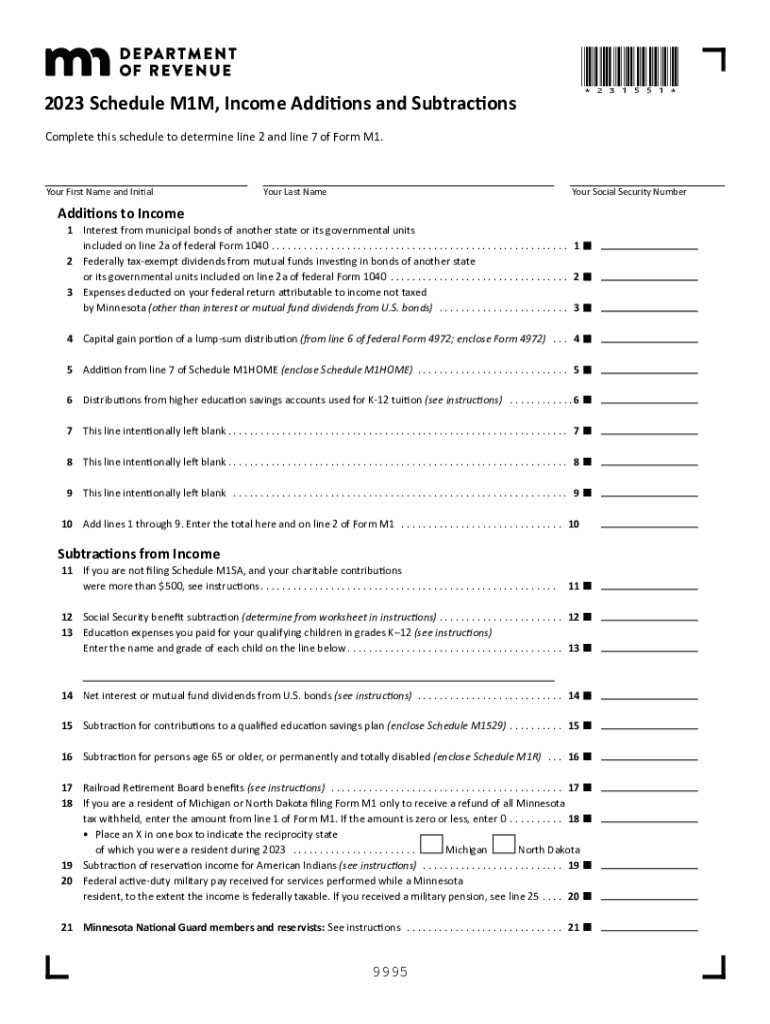 Minnesota Form M1 Instructions 2023 Fill Out Sign Online DocHub