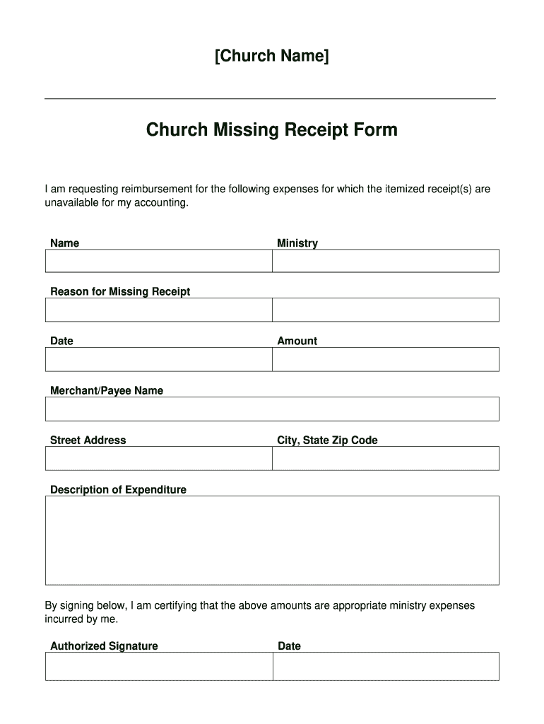 missing receipt form