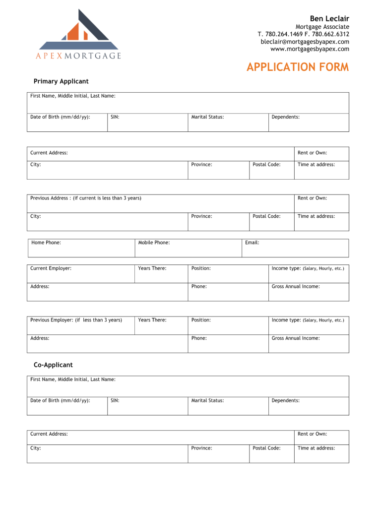 Mortgage Application Form Fill Out Sign Online DocHub
