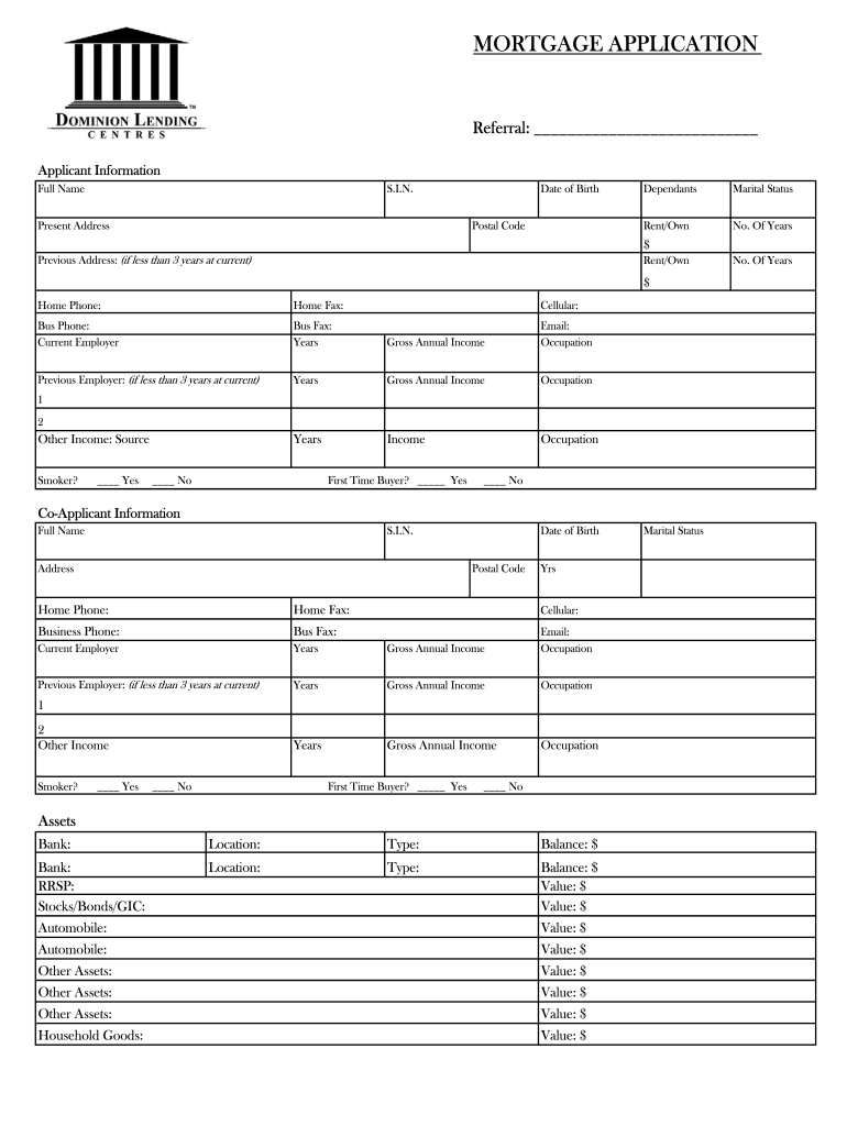 Mortgage Loan Application Form Pdf Fill Online Printable Fillable Blank PdfFiller