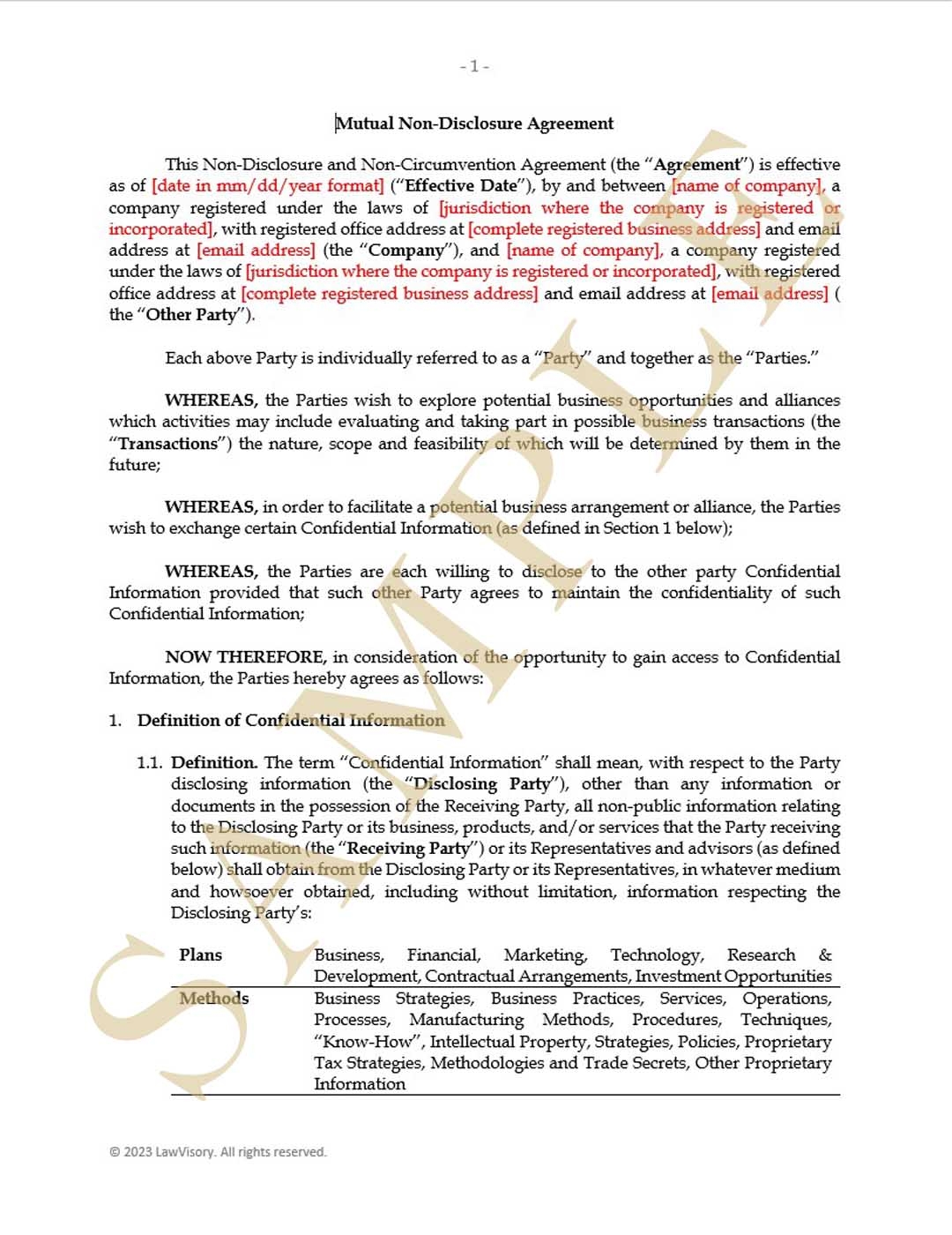 mutual non disclosure agreement