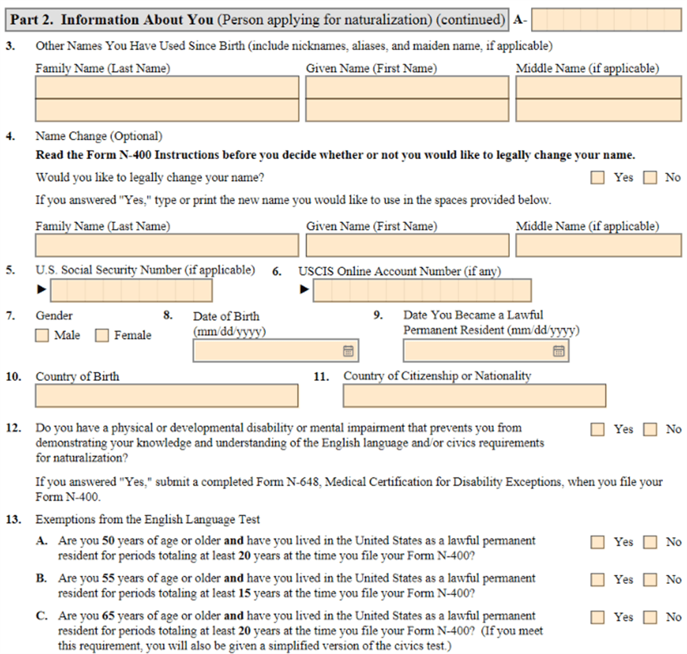 N400 Form Download Fillable Printable PDF Online 2022