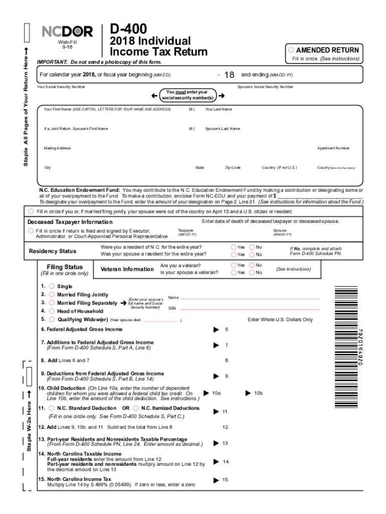 Nc Tax Form Fill Out Sign Online DocHub