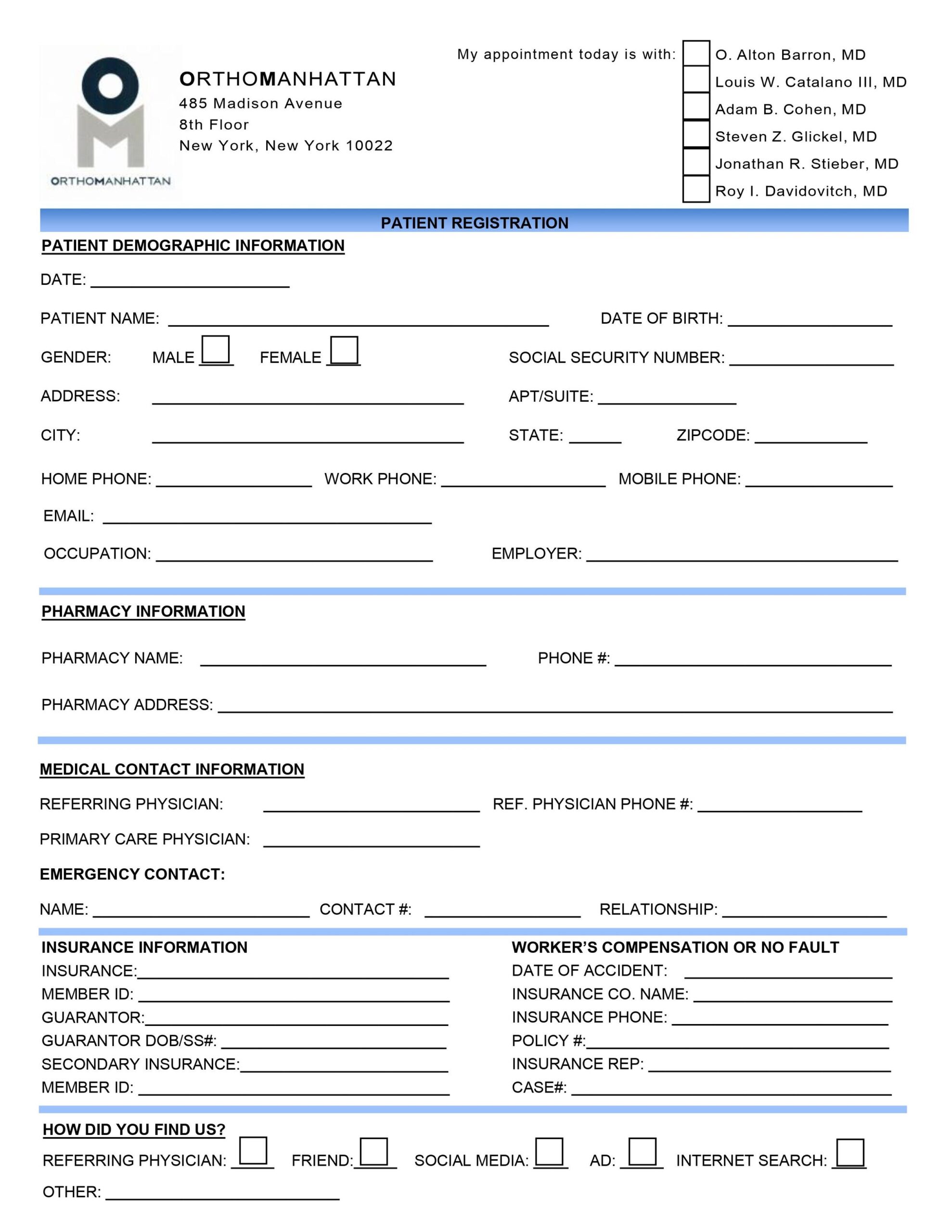 New Patient Forms Adam B Cohen MD