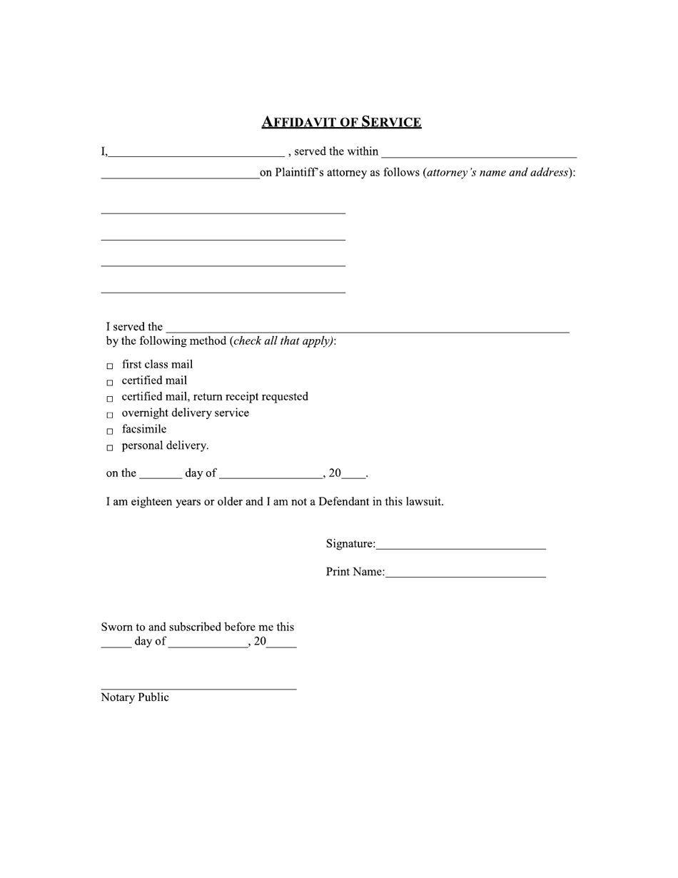 affidavit of service forms
