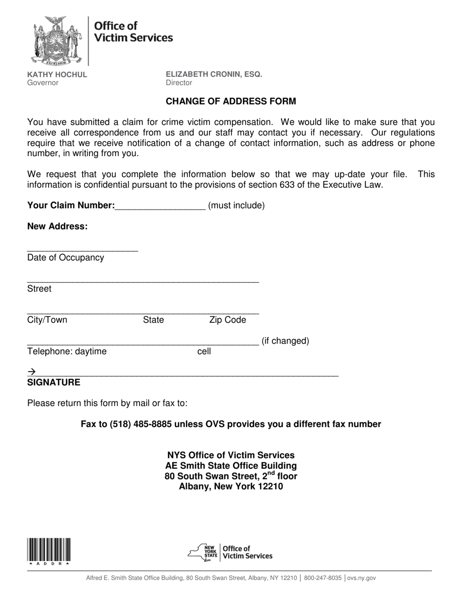 New York Change Of Address Form Fill Out Sign Online And Download PDF Templateroller