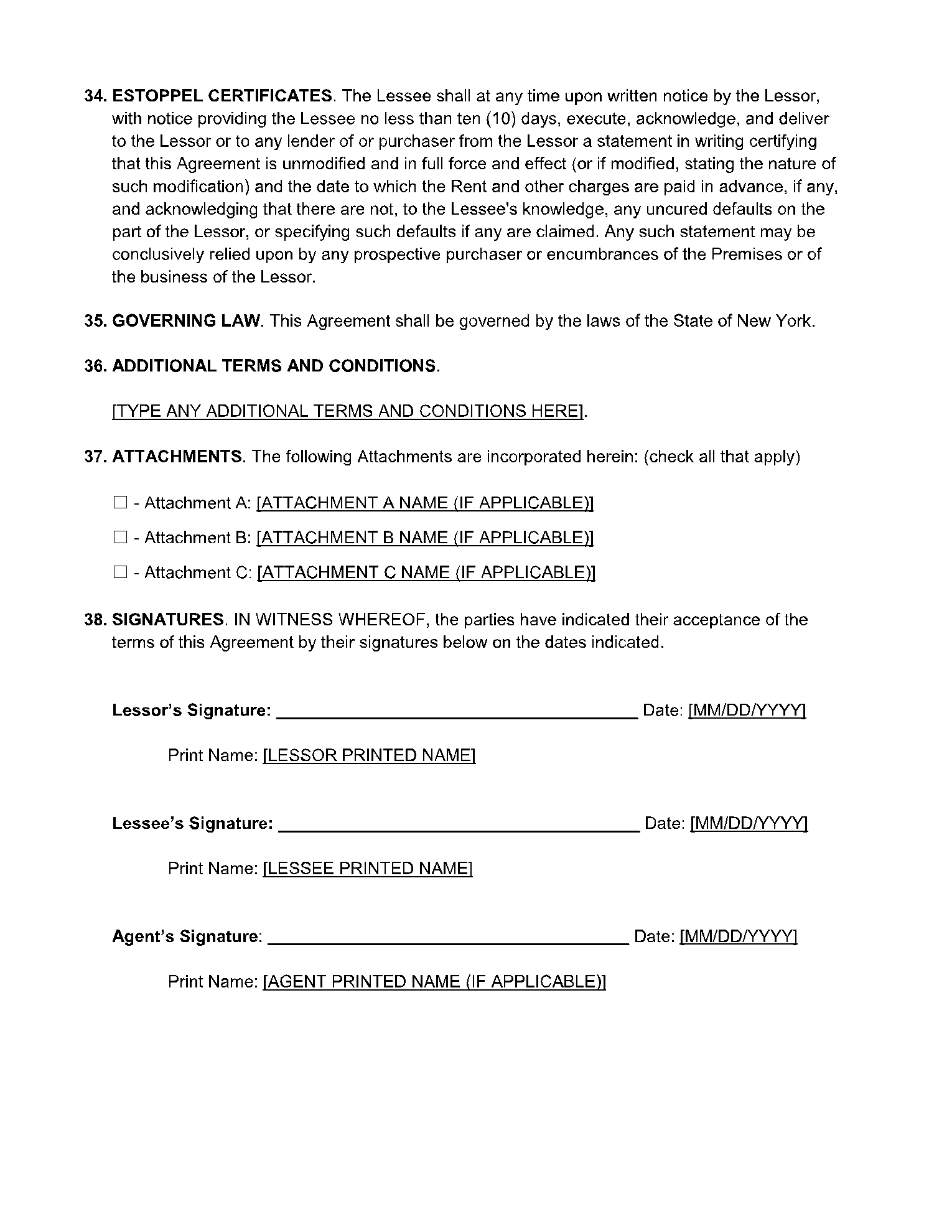 New York Commercial Lease Agreement 100 Free CocoSign