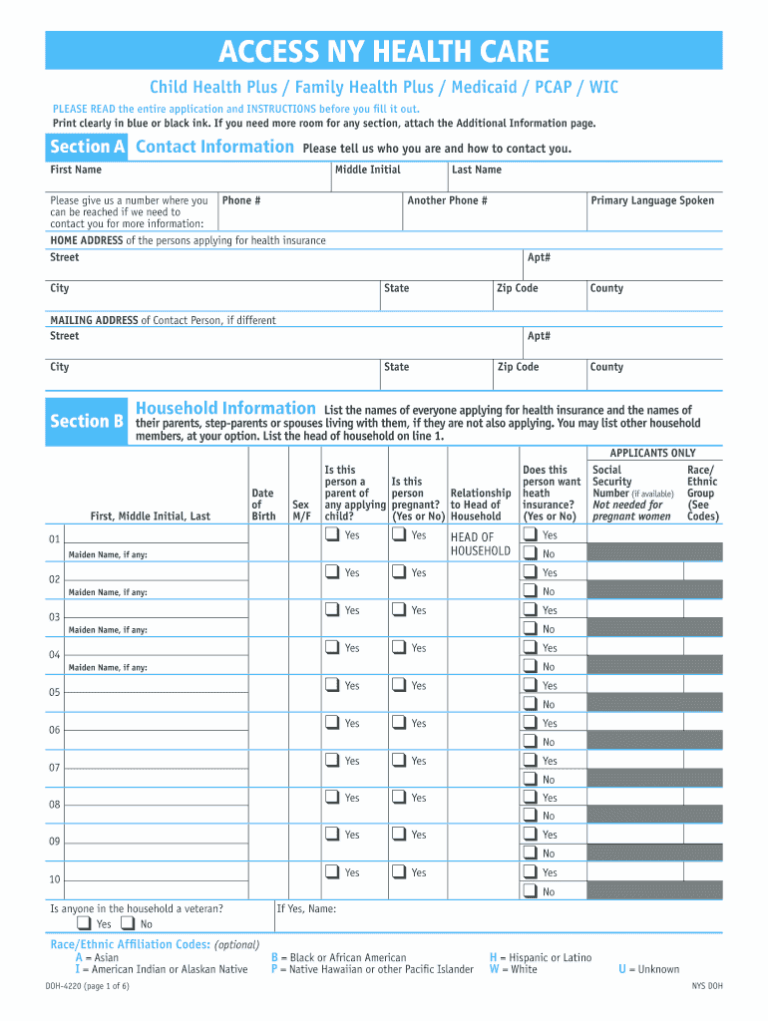 New York Medicaid Application Form Fill Online Printable Fillable Blank PdfFiller